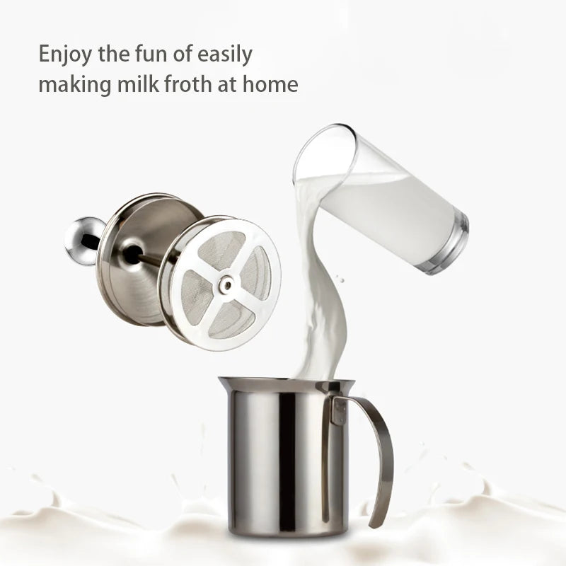 Stainless Milk Frother 400ML Double Mesh Milk Creamer Milk Foam For Cofffee Milk Egg Beater Kitchen Tool Coffee Mixe Frother