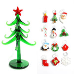 Custom Handmade Glass Christmas Tree Craft Figurines Ornaments Creative Xmas Decoration With 12pcs Cute Mini Pendant Accessories