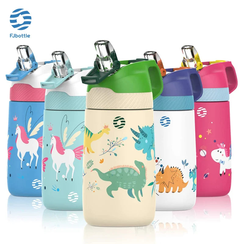 FJbottle water bottle for children ,Vacuum Flacks for girls, thermos Bottle With Healthy Straw And BPA Free,350ML