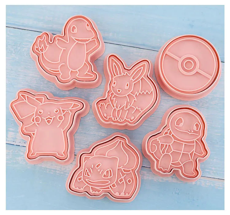 New 6pcs/Set Pokemon Figures Cookie Cutters Cartoon DIY Bakery Mold Biscuit Press Stamp Embosser Sugar Pasty Cake Mould Toys
