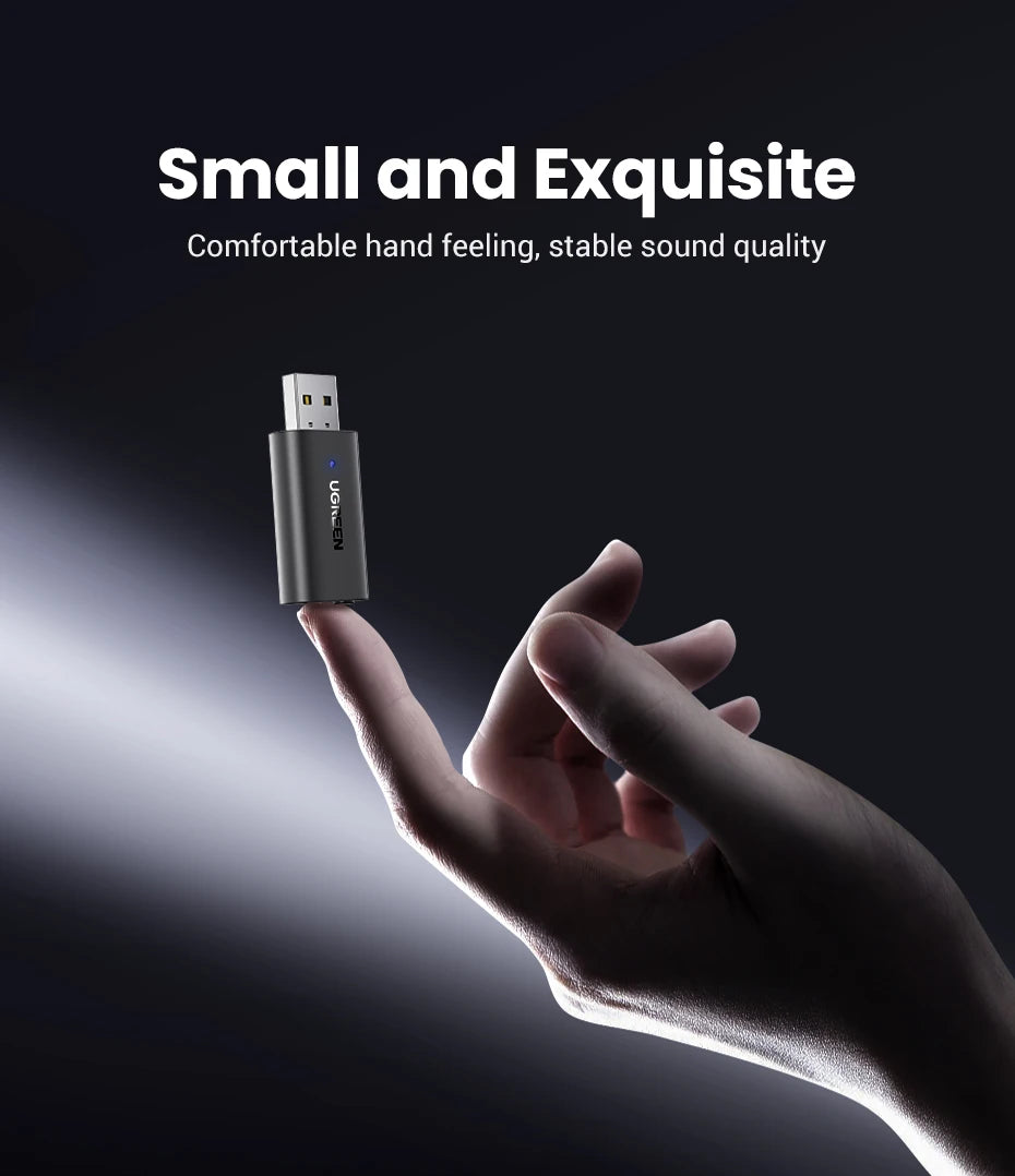 UGREEN 2 in 1 Bluetooth Car Adapter Bluetooth 5.1 Stereo Transmitter Receiver Wireless 3.5mm Aux Jack Adapter Car Kit Mic