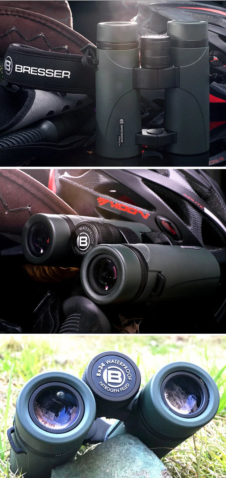 Bresser binoculars Pirsch 8/10x42 with high quality phase coating and inert gas filling, waterproof 8/10x34 portable telescope