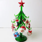 Custom Handmade Glass Christmas Tree Craft Figurines Ornaments Creative Xmas Decoration With 12pcs Cute Mini Pendant Accessories