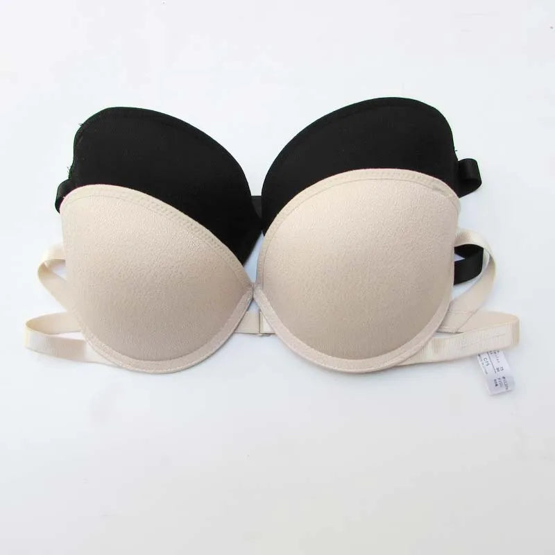 Japanese Style Strapless Invisible Half Cup Sexy Push-Up Bra Underwear for Wedding Dress, Small Breasts, Seamless Anti-Skid Bralette