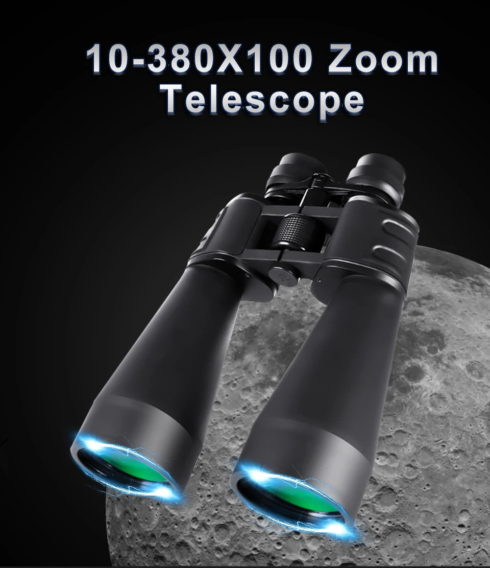 10-380x100 Powerful Binoculars Long Range Telescope Zoom HD BAK4 High Magnification Professional Monocular for Hunting Tourism