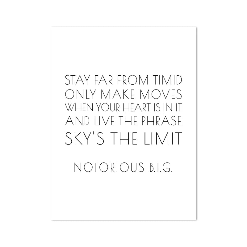 Biggie Smalls Notorious B.I.G Posters and Prints Hip Hop Music Lyrics Quote Black White Wall Art Canvas Painting Home Decor