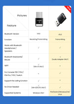 UGREEN USB Bluetooth 5.0 Transmitter Audio Adapter For Airpods PC Computer PS4 Pro Nintendo Switch Bluetooth Adapter TV Mode