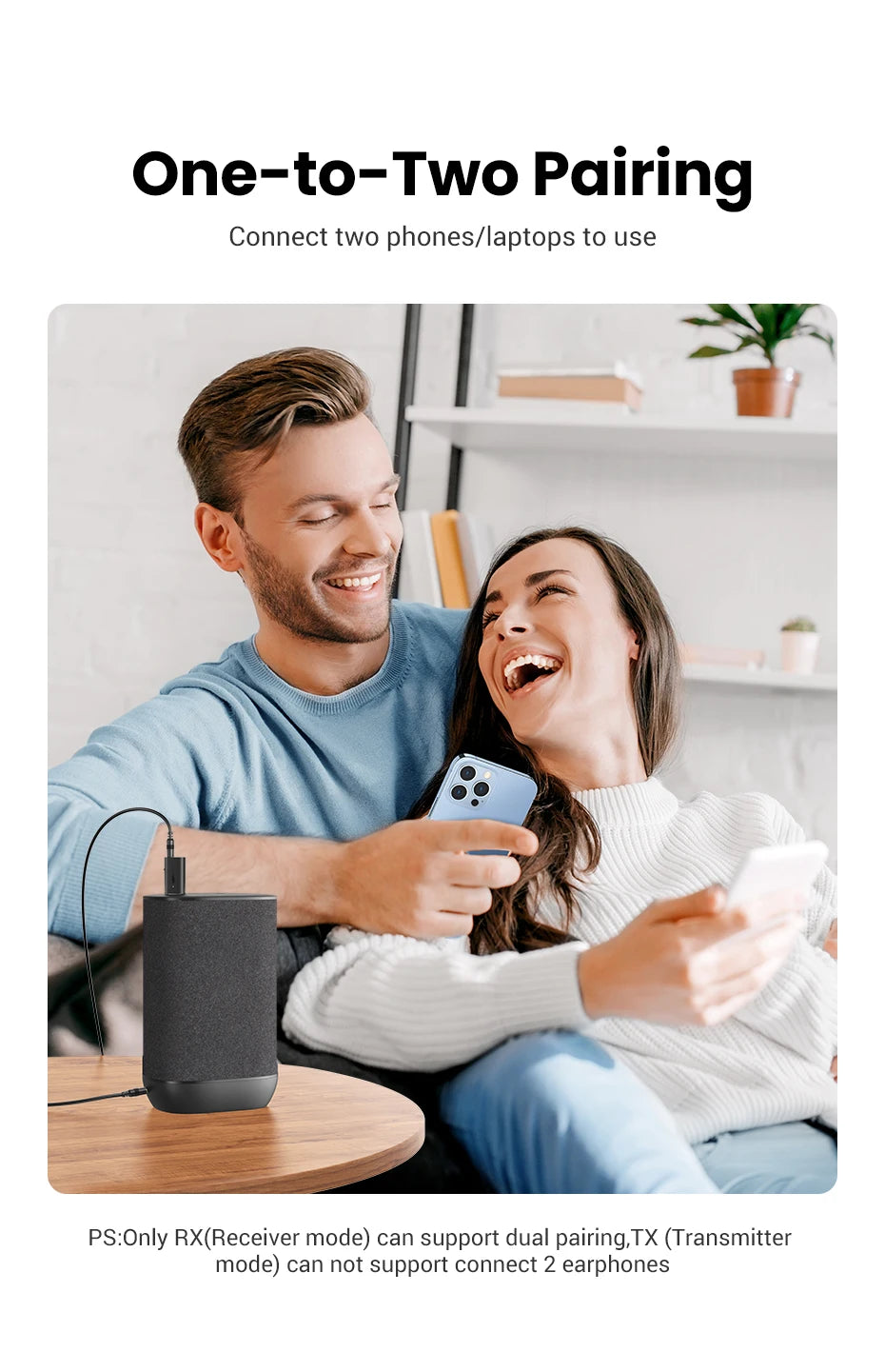 UGREEN 2 in 1 Bluetooth Car Adapter Bluetooth 5.1 Stereo Transmitter Receiver Wireless 3.5mm Aux Jack Adapter Car Kit Mic