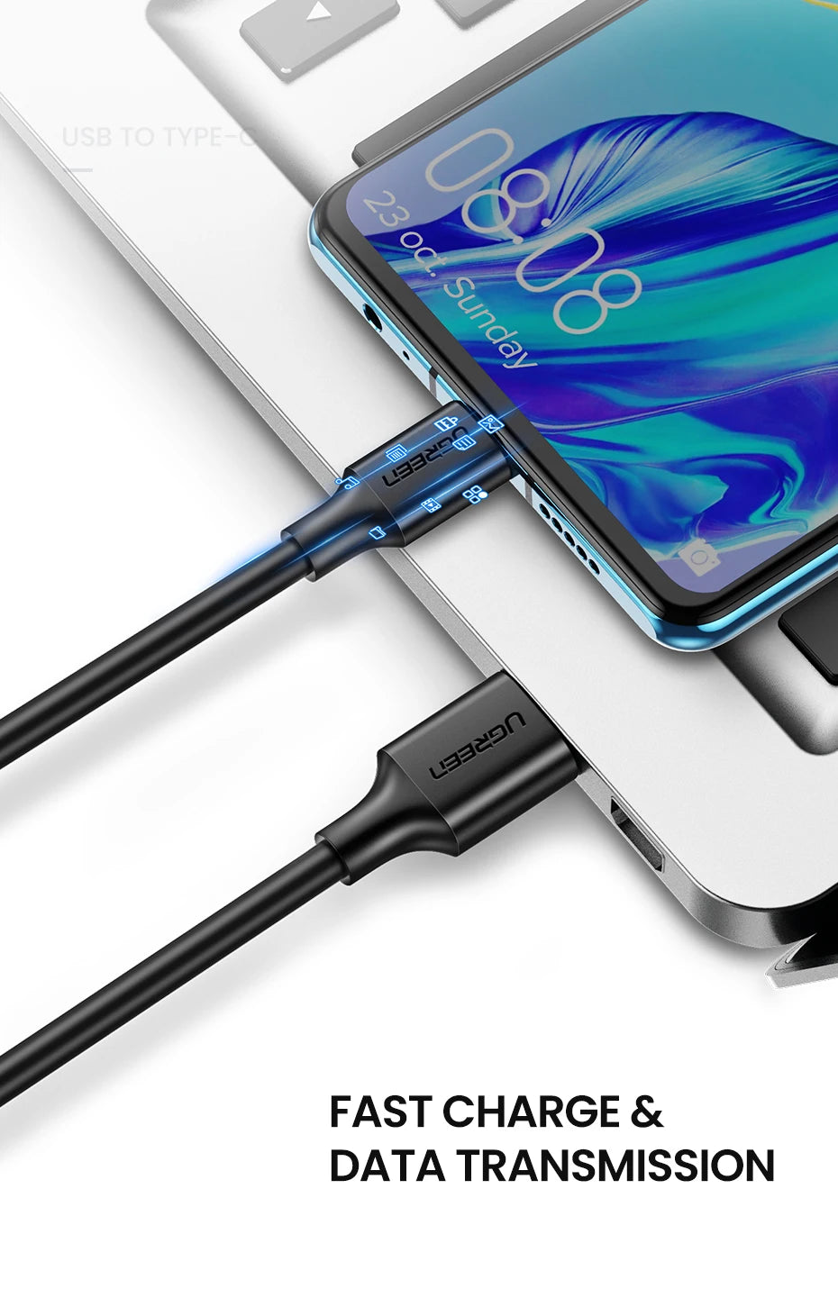 UGREEN USB C Cable 5Gbps USB3.0 A to USB C for iPhone 17 16 15 iPad Samsung S25 S24 for Switch M2 SSD NVME USB3.0 Data 18W Cable