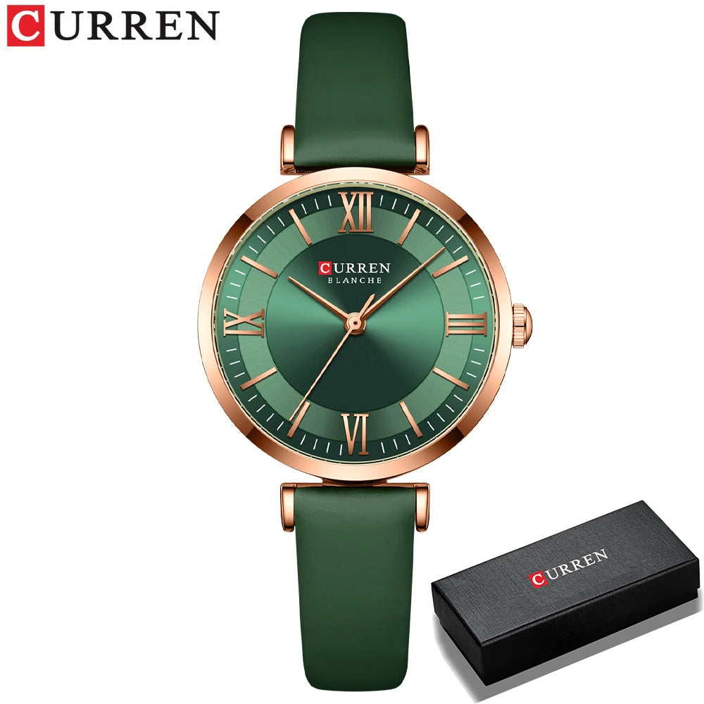 NEW CURREN Watches Women's Quartz Leather Wrsitwatches Fashionable Classic Clock with box