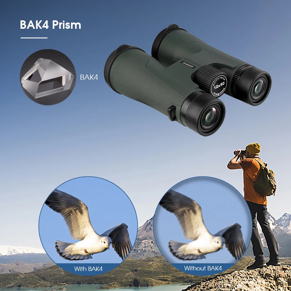 SVBONY Telescope SA203 12x50 Binoculars Professional Powerful BAK4 IPX7 Waterproof Camping Equipment for Birdwatching Stargazing