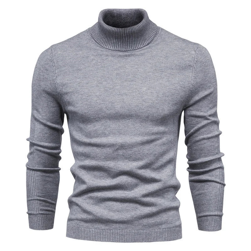 New Quality Winter Mens Sweaters Casual Turtleneck Thick Pullovers Solid Color Warm Slim Fit Turtleneck Sweaters Pullover Men