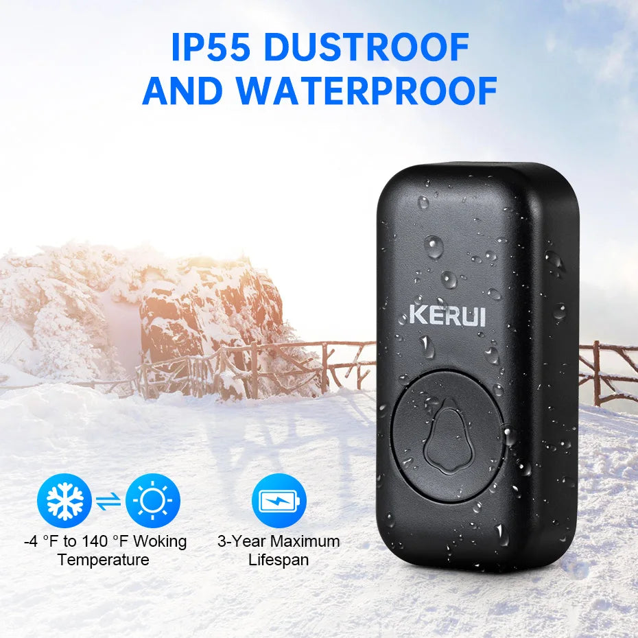 KERUI M525 Wireless Doorbell Waterproof Outdoor Smart Home Door Bell Chime Kit LED Flash Security Alarm Welcome House Melodies
