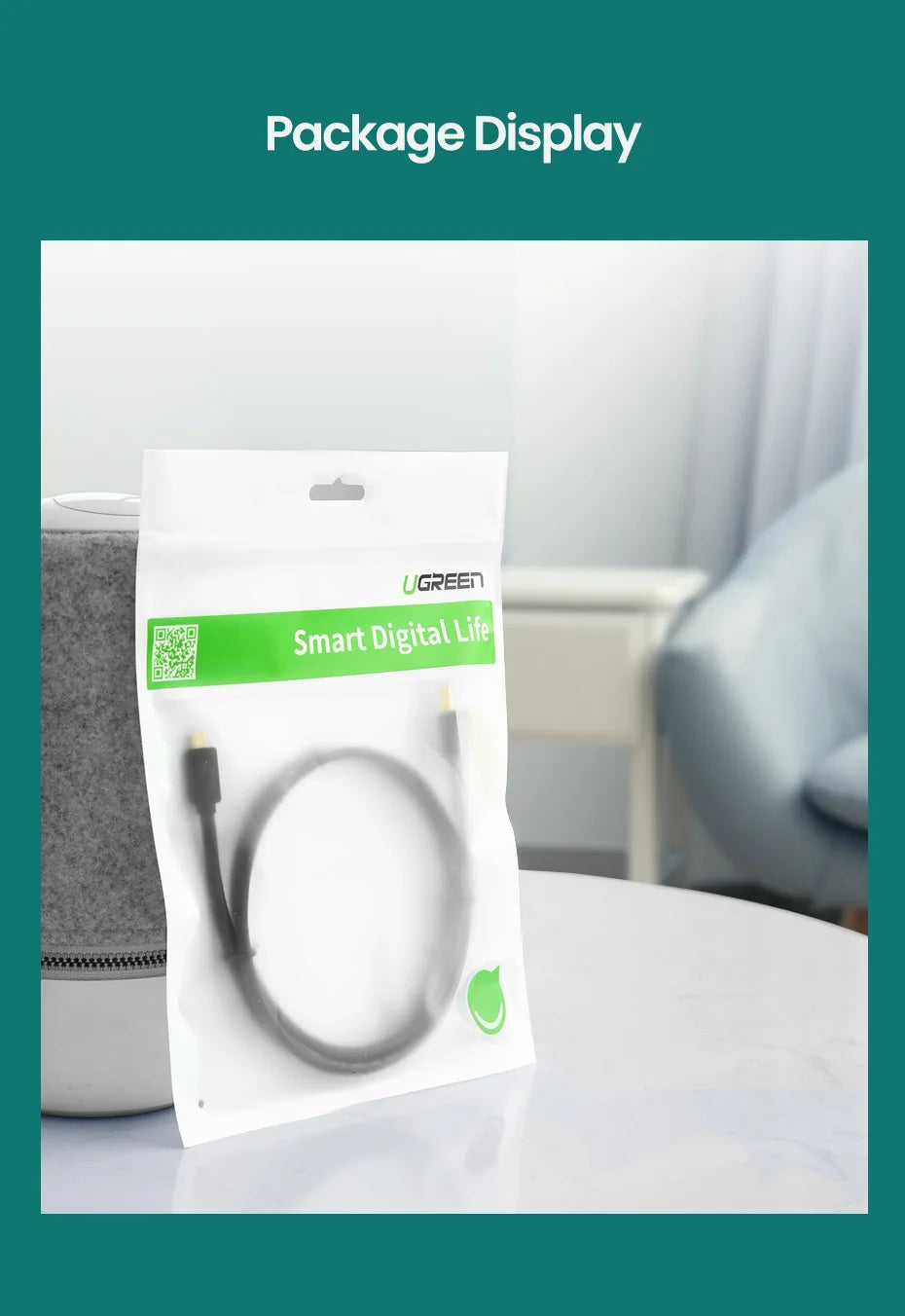 UGREEN Micro HDMI-Compatible 4K/60Hz 3D Effect Micro HD to HD Cable Male to Male For GoPro Sony Projector HDMI-Compatible Micro