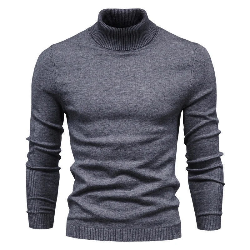 New Quality Winter Mens Sweaters Casual Turtleneck Thick Pullovers Solid Color Warm Slim Fit Turtleneck Sweaters Pullover Men