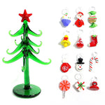 Custom Handmade Glass Christmas Tree Craft Figurines Ornaments Creative Xmas Decoration With 12pcs Cute Mini Pendant Accessories