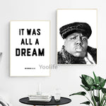 Biggie Smalls Notorious B.I.G Posters and Prints Hip Hop Music Lyrics Quote Black White Wall Art Canvas Painting Home Decor
