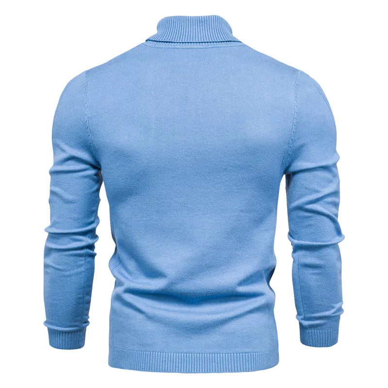 New Quality Winter Mens Sweaters Casual Turtleneck Thick Pullovers Solid Color Warm Slim Fit Turtleneck Sweaters Pullover Men