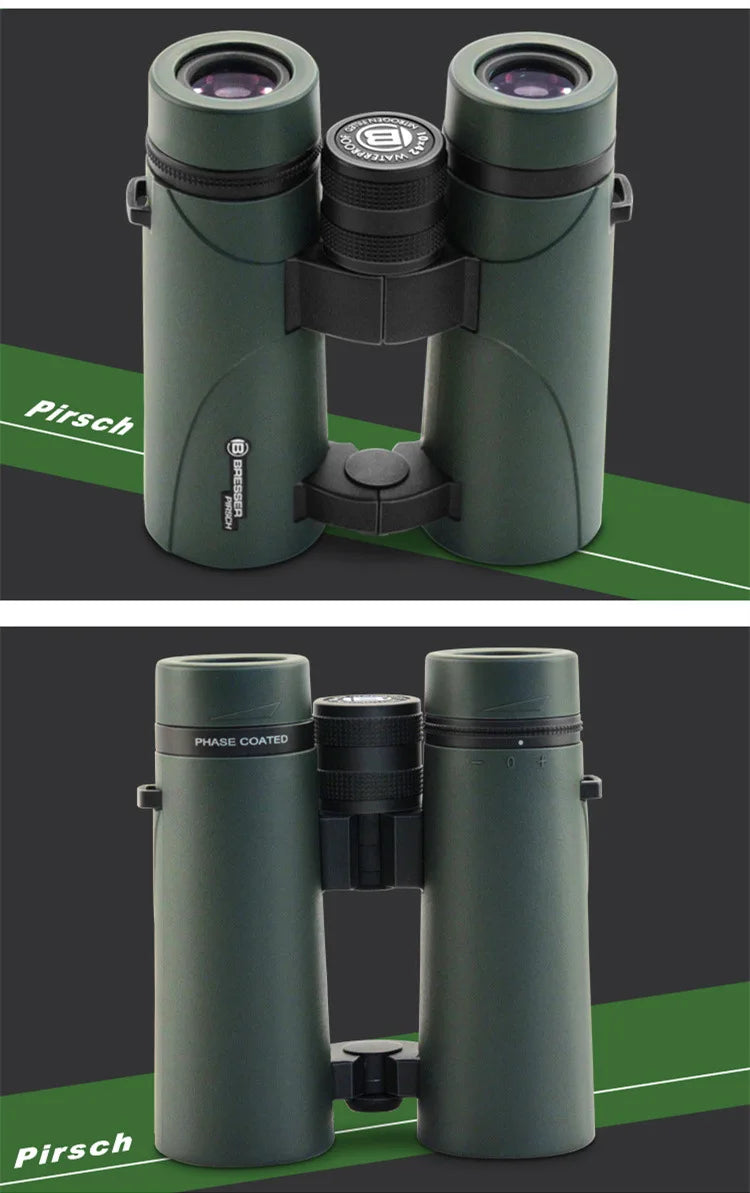 Bresser binoculars Pirsch 8/10x42 with high quality phase coating and inert gas filling, waterproof 8/10x34 portable telescope