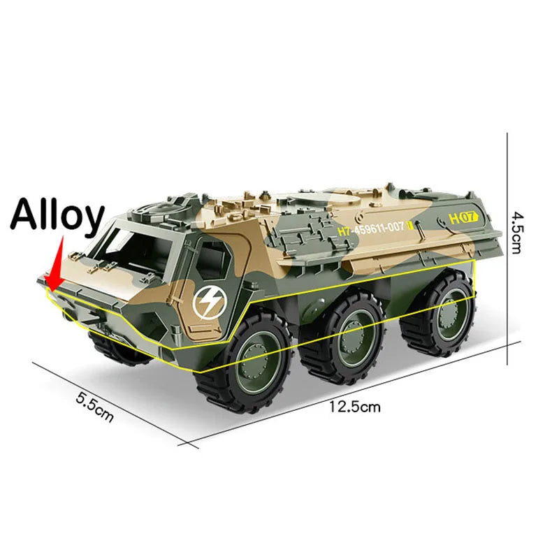 Alloy Metal Car Clockwork Simulation Military Armed Tank Armored Vehicle Car Truck Children's Toy Model Helicopter