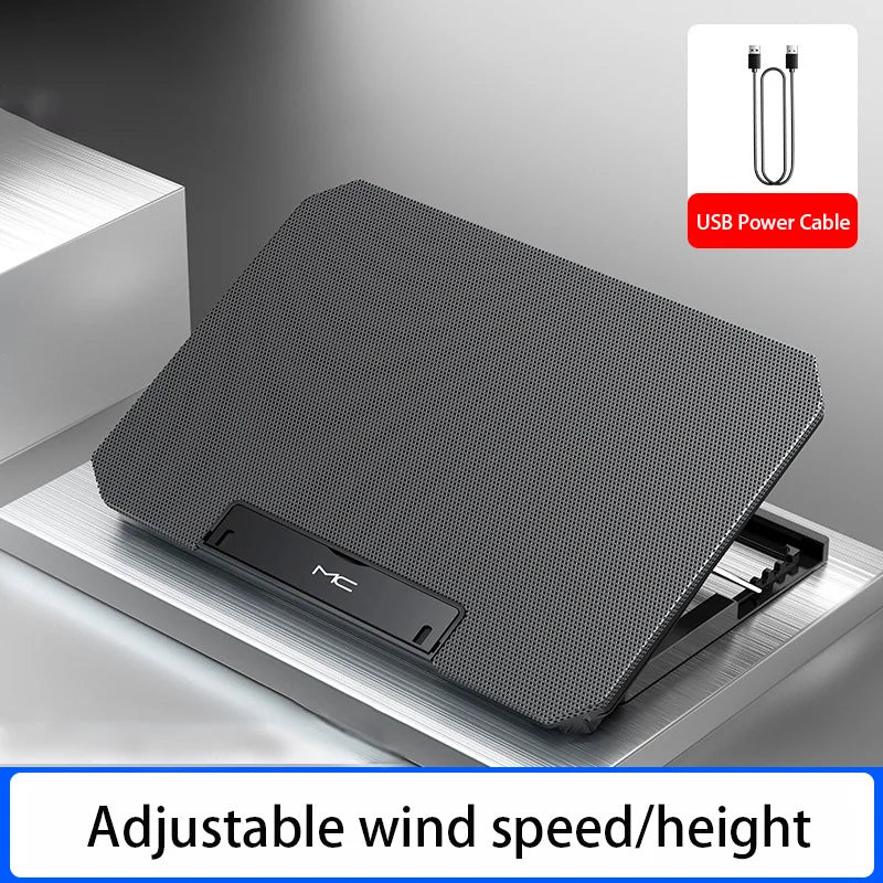 Gaming Laptop Cooler Large Size for 12-16 Inch Notebook, Two USB Cooling Pads, Adjustable Wind Speed, Silent Laptop Stand