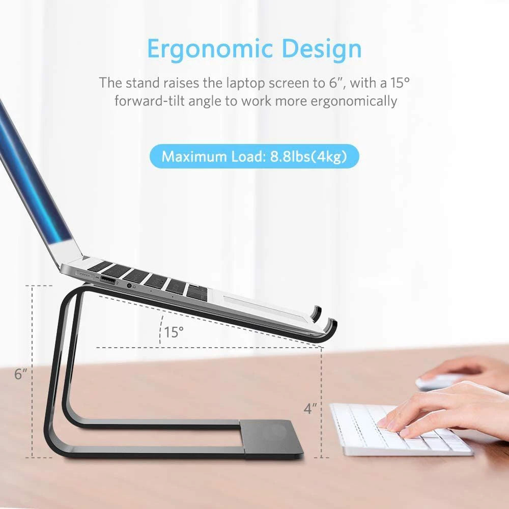 Ergonomic Aluminum Laptop Stand, Detachable Laptop Riser, Notebook Holder Compatible
