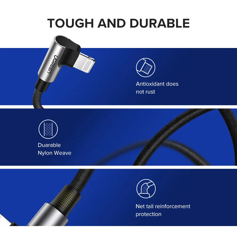 UGREEN MFi USB Cable for iPhone 14 13 12 Pro Max 2.4A Lightning Fast Charging Phone Data Cable for iPhone for iPad