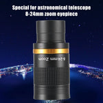 Telescope Accessories 8-24mm Zoom Eyepiece Full Metal Continuous Zoom Broadband Green Film with Optical Glass Zoom Lens Manual