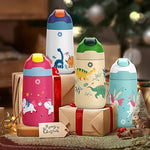 FJbottle water bottle for children ,Vacuum Flacks for girls, thermos Bottle With Healthy Straw And BPA Free,350ML