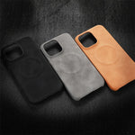 Business Design Magnetic Charging Shockproof Lambskin Artificial Leather Cell Phone Case for iPhone