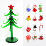 Custom Handmade Glass Christmas Tree Craft Figurines Ornaments Creative Xmas Decoration With 12pcs Cute Mini Pendant Accessories