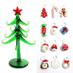 Custom Handmade Glass Christmas Tree Craft Figurines Ornaments Creative Xmas Decoration With 12pcs Cute Mini Pendant Accessories