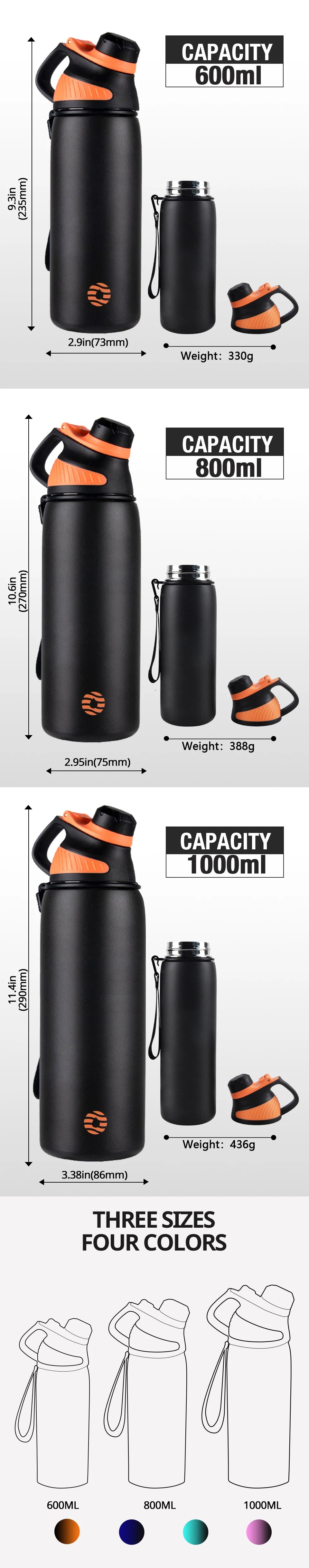 FEIJIAN LKG Thermos Double Wall Vacuum Flask With Magnetic Lid Outdoor Sport Water Bottle Stainless Steel Thermal Mug Leak Proof