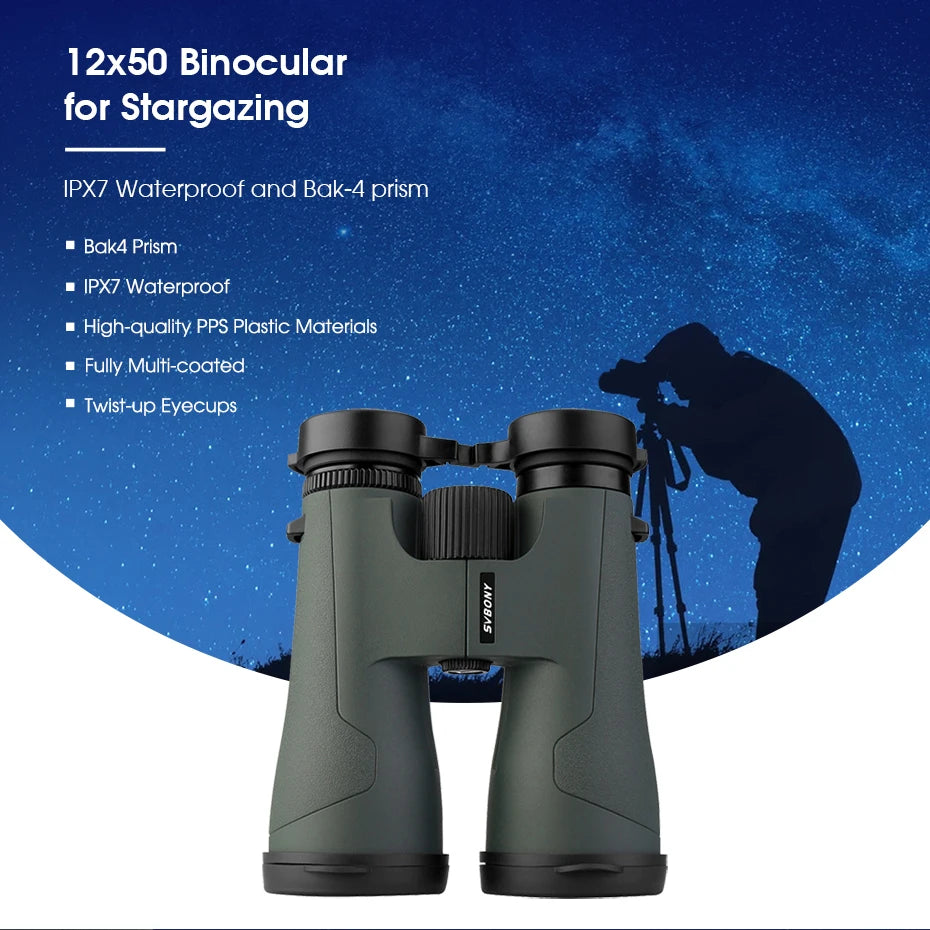SVBONY Telescope SA203 12x50 Binoculars Professional Powerful BAK4 IPX7 Waterproof Camping Equipment for Birdwatching Stargazing