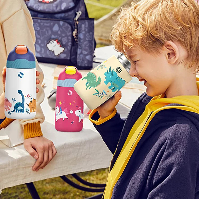FJbottle water bottle for children ,Vacuum Flacks for girls, thermos Bottle With Healthy Straw And BPA Free,350ML