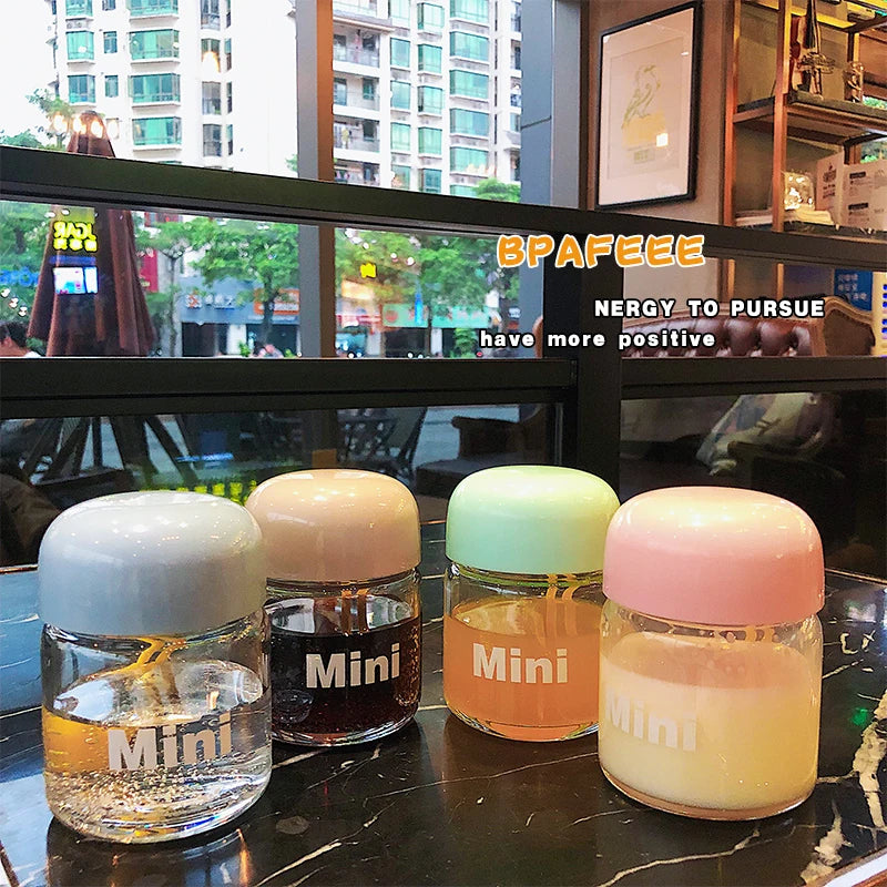 150ML Small Glass Water Bottles Portable Cute Mini Heat Resistant Water Cup For Kids Student Drinking Bottle With Hand Rope Cups