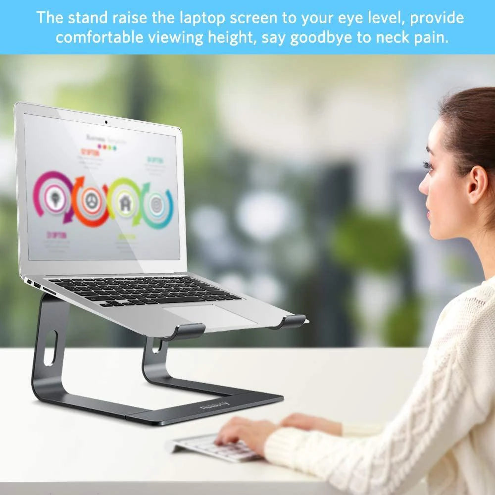 Ergonomic Aluminum Laptop Stand, Detachable Laptop Riser, Notebook Holder Compatible