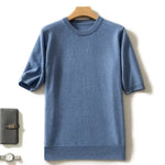 Fashion Menswear 100% Goat Cashmere 2021 Man O-Neck Pullovers Winter Sweaters Knitted Half Sleeve Hot Sale Standard Male Tops