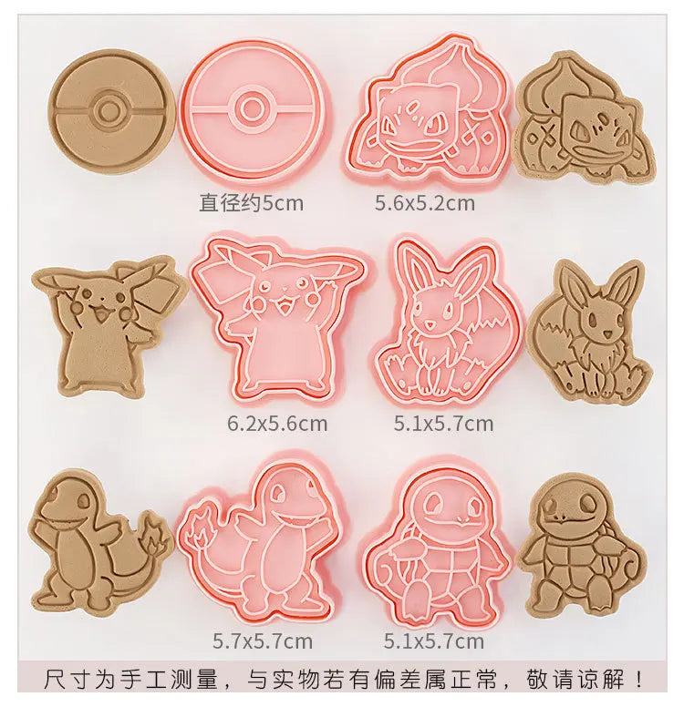 New 6pcs/Set Pokemon Figures Cookie Cutters Cartoon DIY Bakery Mold Biscuit Press Stamp Embosser Sugar Pasty Cake Mould Toys
