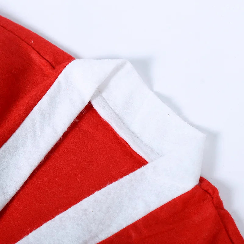 Red Classic Non-woven Santa Claus Costume Christmas Performance Cosplay Show Holiday Adult Boys Girls Decorative Clothes Unisex