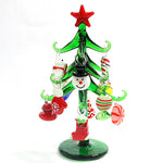Custom Handmade Glass Christmas Tree Craft Figurines Ornaments Creative Xmas Decoration With 12pcs Cute Mini Pendant Accessories