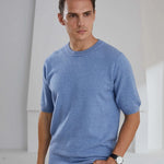 Fashion Menswear 100% Goat Cashmere 2021 Man O-Neck Pullovers Winter Sweaters Knitted Half Sleeve Hot Sale Standard Male Tops