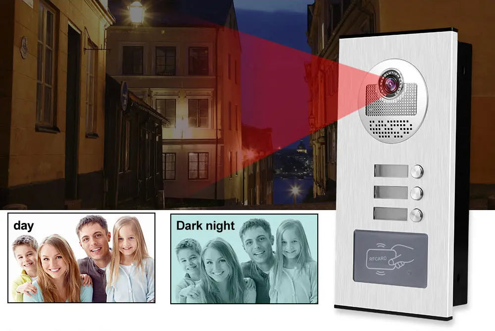 Video Door Phone Doorbell Camera Outdoor Unit RFID Keyfobs Unlock for Low-rise Building Multi 2/ 3/ 4/ 6/ 8 Apartments Intercom