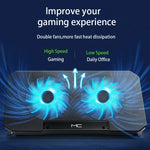 Gaming Laptop Cooler Large Size for 12-16 Inch Notebook, Two USB Cooling Pads, Adjustable Wind Speed, Silent Laptop Stand