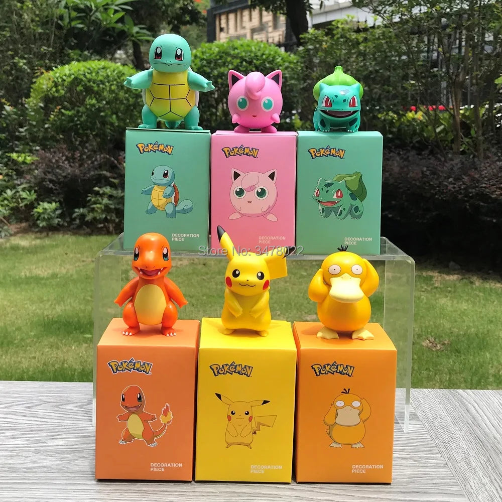 original Pokemon Figures Pikachu Charmander Psyduck Jigglypuff Bulbasaur Squirtle PVC Toys Model