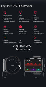 2025New 4G Sports SmartWatch S999 2.88 Inch Quad Core Android 9.0 OS Smartwatch 2300 MAh 13MP Camera 4GB/64GB Heart Rate Monitor