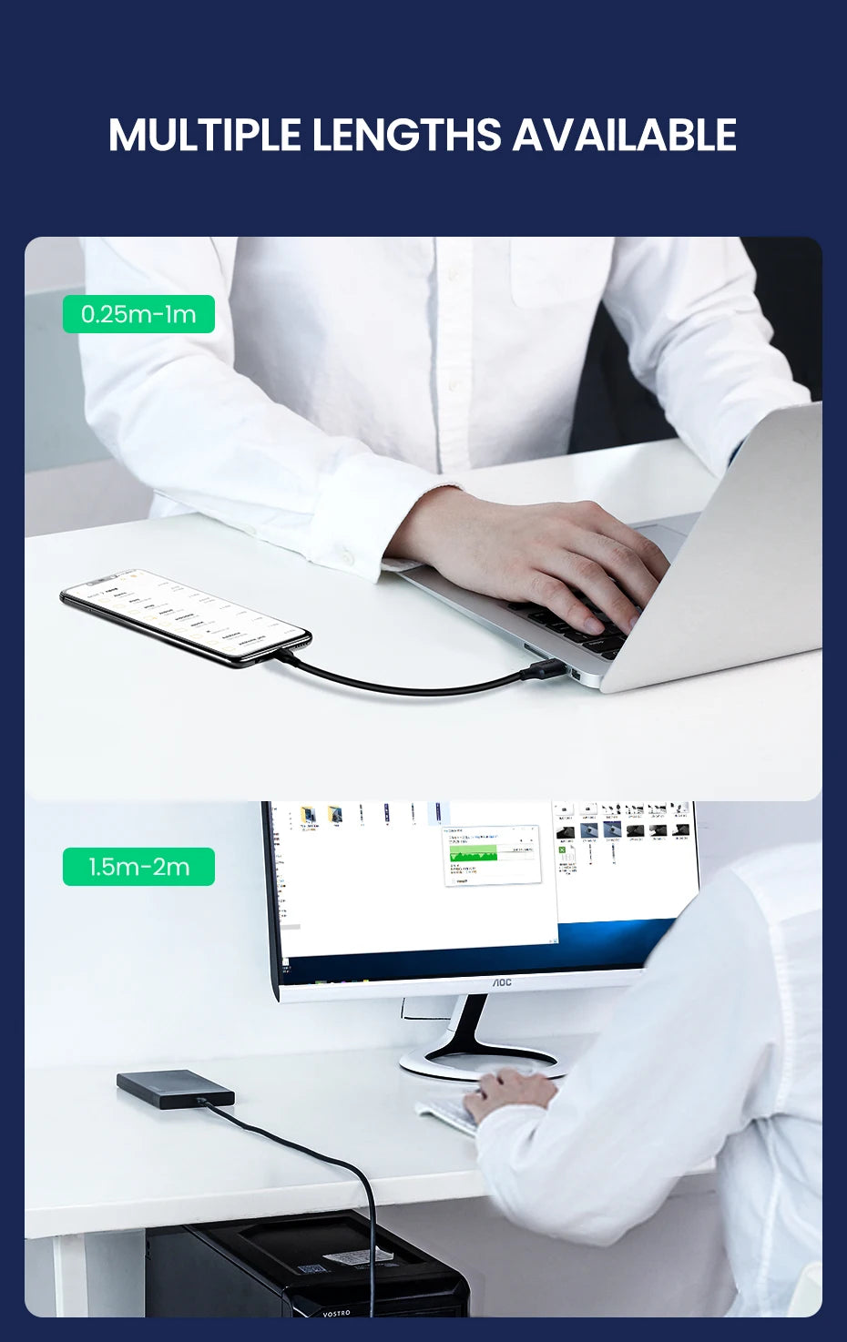 UGREEN USB C Cable 5Gbps USB3.0 A to USB C for iPhone 17 16 15 iPad Samsung S25 S24 for Switch M2 SSD NVME USB3.0 Data 18W Cable