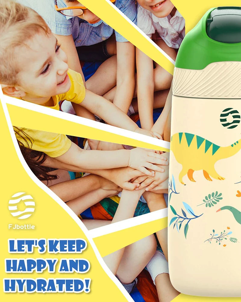 FJbottle water bottle for children ,Vacuum Flacks for girls, thermos Bottle With Healthy Straw And BPA Free,350ML