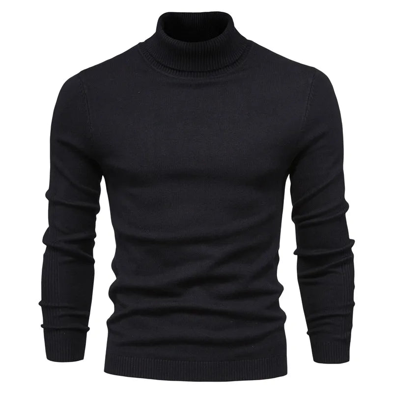 New Quality Winter Mens Sweaters Casual Turtleneck Thick Pullovers Solid Color Warm Slim Fit Turtleneck Sweaters Pullover Men