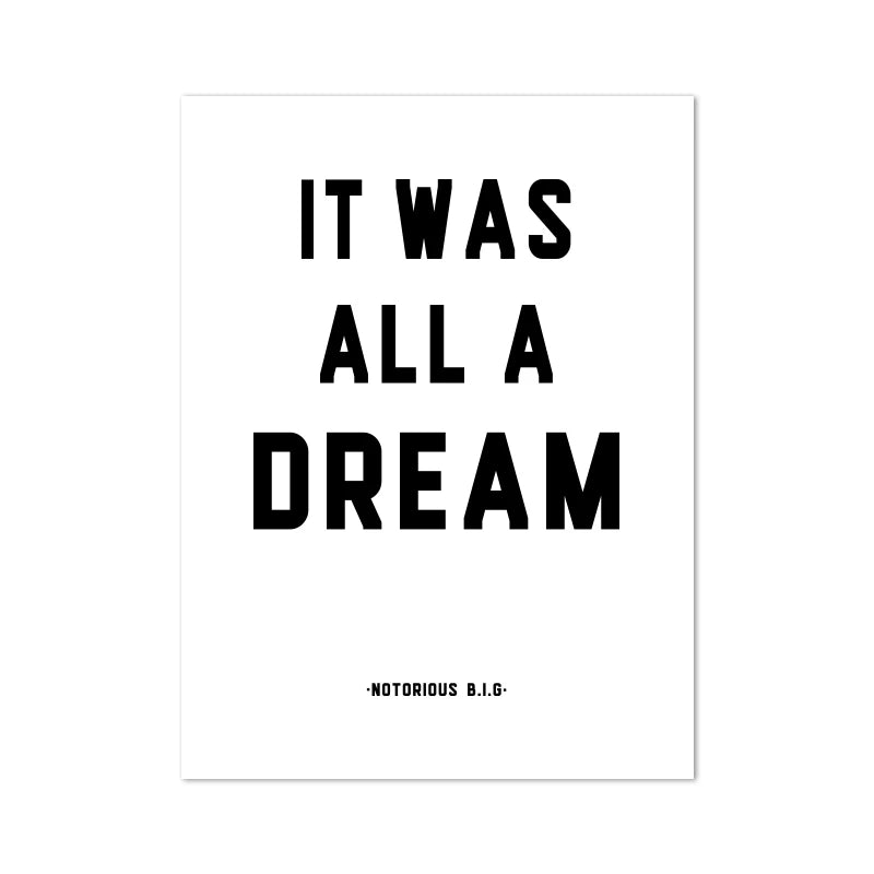 Biggie Smalls Notorious B.I.G Posters and Prints Hip Hop Music Lyrics Quote Black White Wall Art Canvas Painting Home Decor